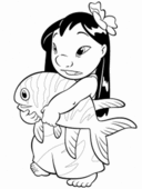 Flicka med fisk